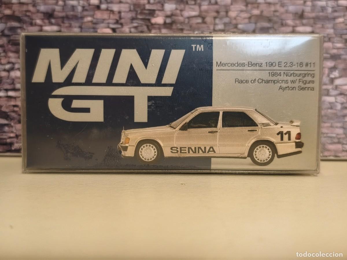 Coches a escala: Mercedes 190 E. A. Senna-Carrera de Campeones 1984. Mini GT 1/64. Leer bien descripci&oacute;n