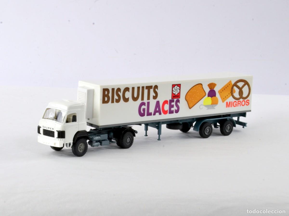 Coches a escala: Roskopf Escala 1:87 H0 Cami&oacute;n Articulado Saurer D290/330 Migros Biscuits Impecable con Caja