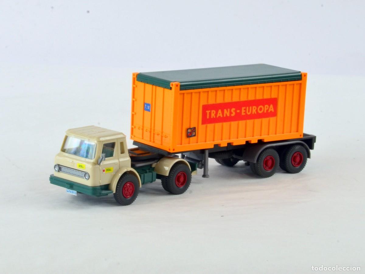 Coches a escala: Wiking Escala 1:87 H0 Cami&oacute;n Articulado International con Contenedor Trans - Europa