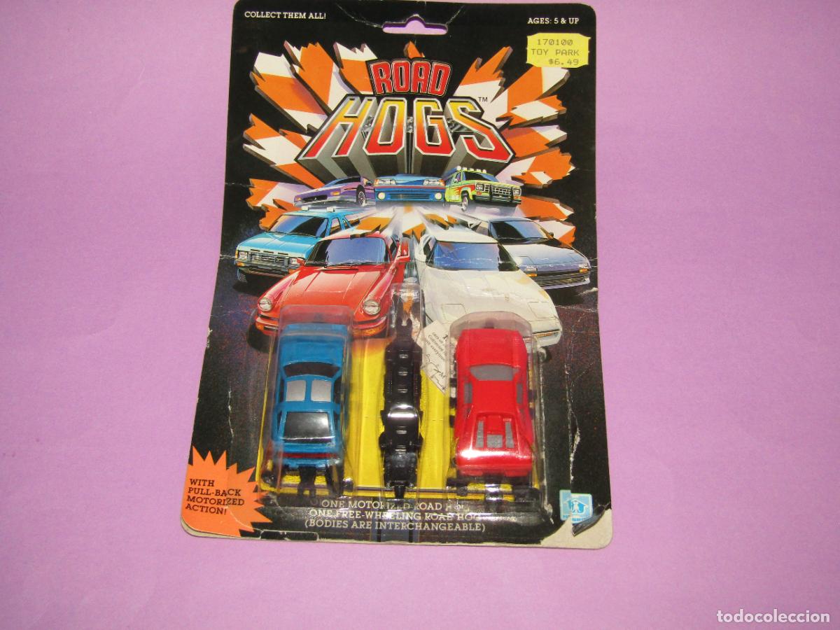 Coches a escala: Antiguo Bl&iacute;ster 2 Coches Emoci&oacute;n Rugiente de la Carretera TAKARA de HASBRO a Estrenar - A&ntilde;o 1987