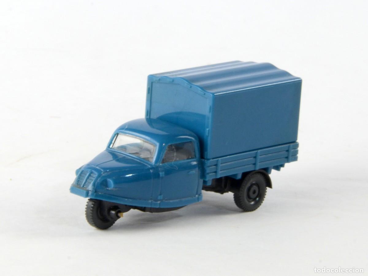 Coches a escala: Wiking Escala 1:87 H0 Goliath Goli Motocarro Azul con Lona