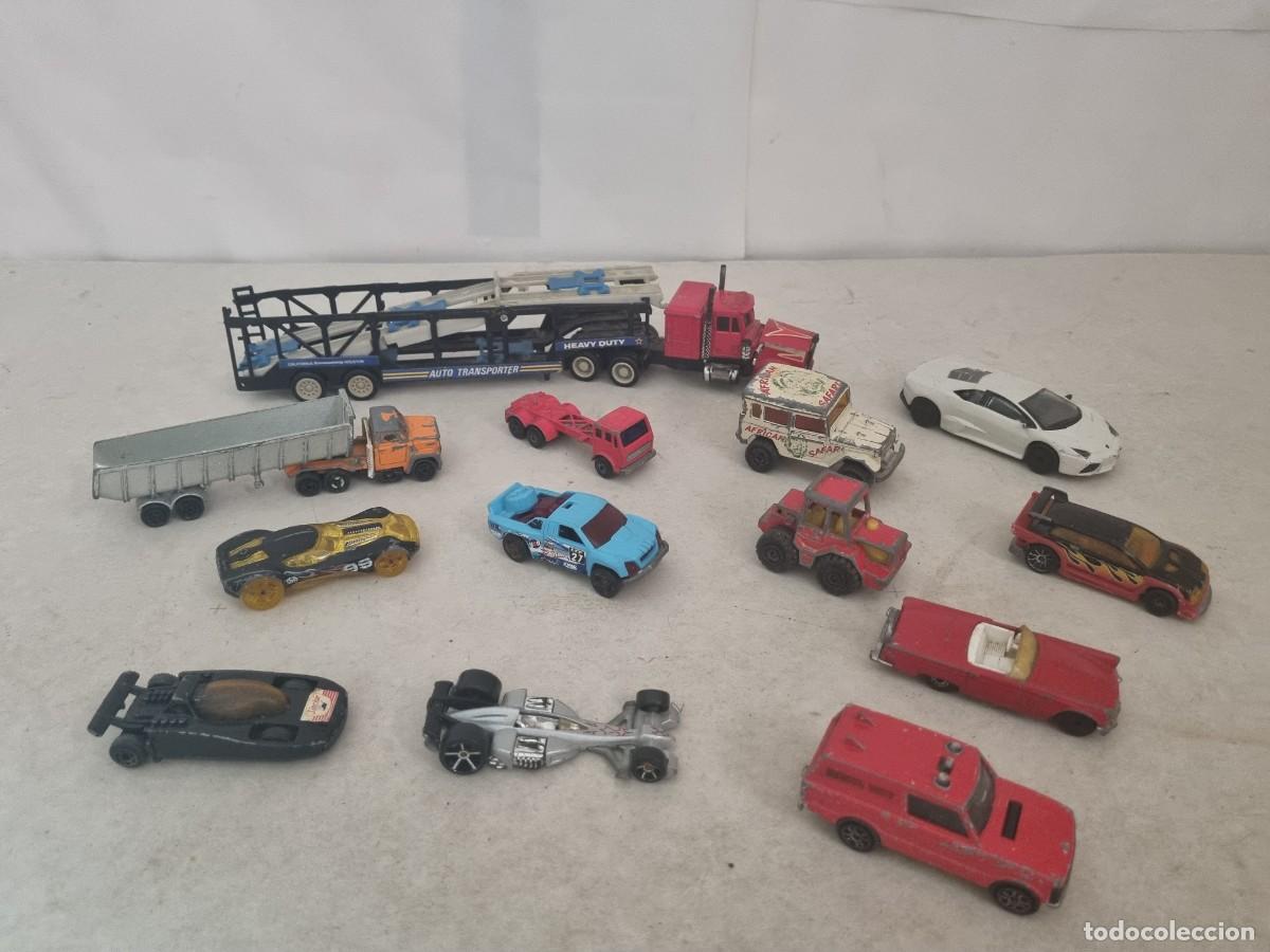 Coches a escala: Lote de veh&iacute;culos camiones y remolques diferentes marcas majorette hotweel m&aacute;tchbox etc