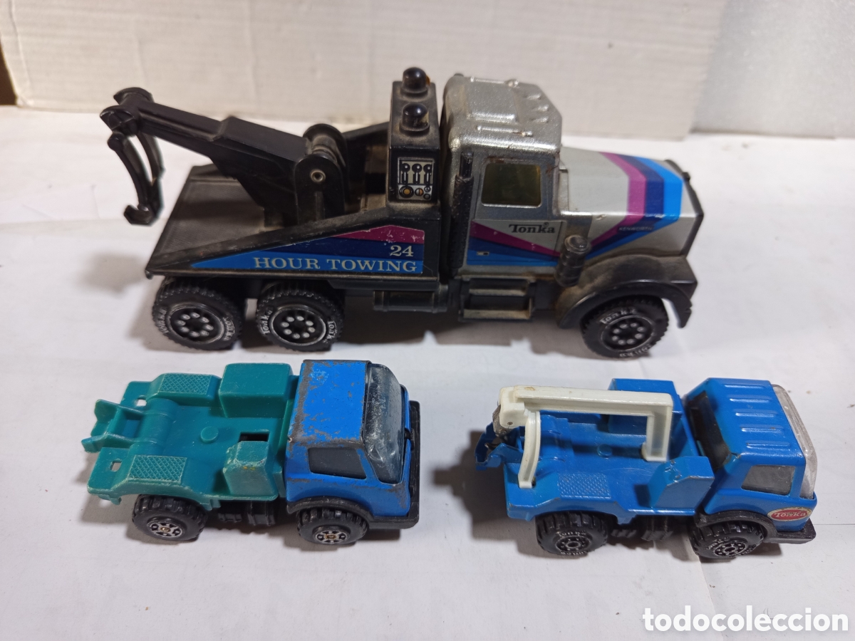 Coches a escala: 3 gr&uacute;as Tonka azules - Foto 3