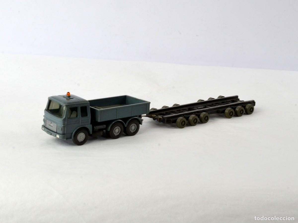 Modellautos: Wiking Escala 1:87 H0 Antiguo Cami&oacute;n Tractora MAN F8 22.321 con Remolque Transporte Vagones 1971-74