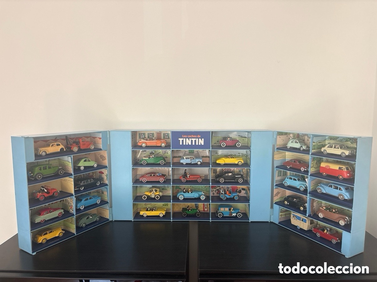 Coches a escala: Colecci&oacute;n completa coches tint&iacute;n Herge + expositor