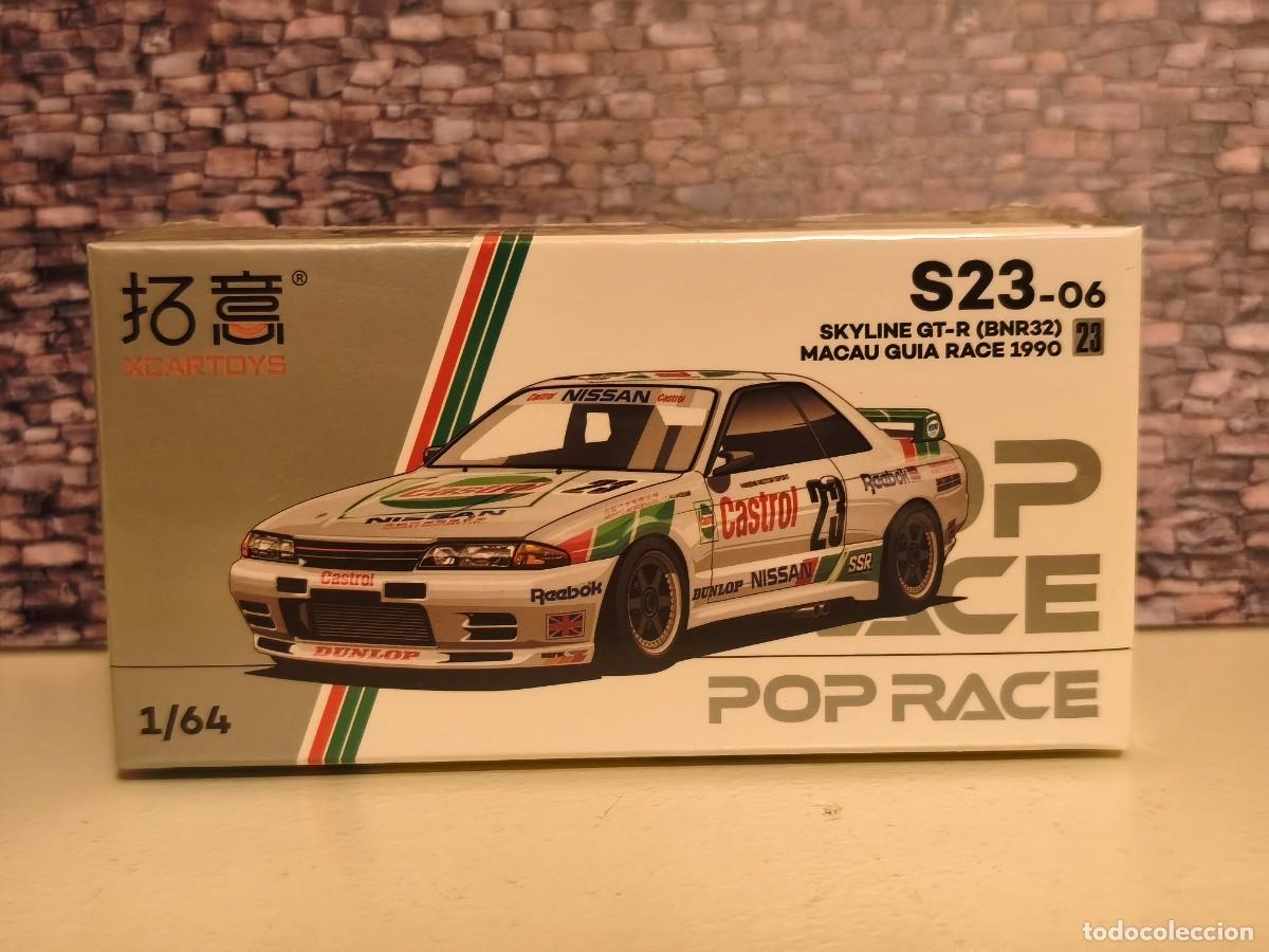 Coches a escala: FIA. Nissan Skyline GT-R (BNR32). M.Hasemi-Macau 1990. PopRace 1/64. Leer bien descripci&oacute;n