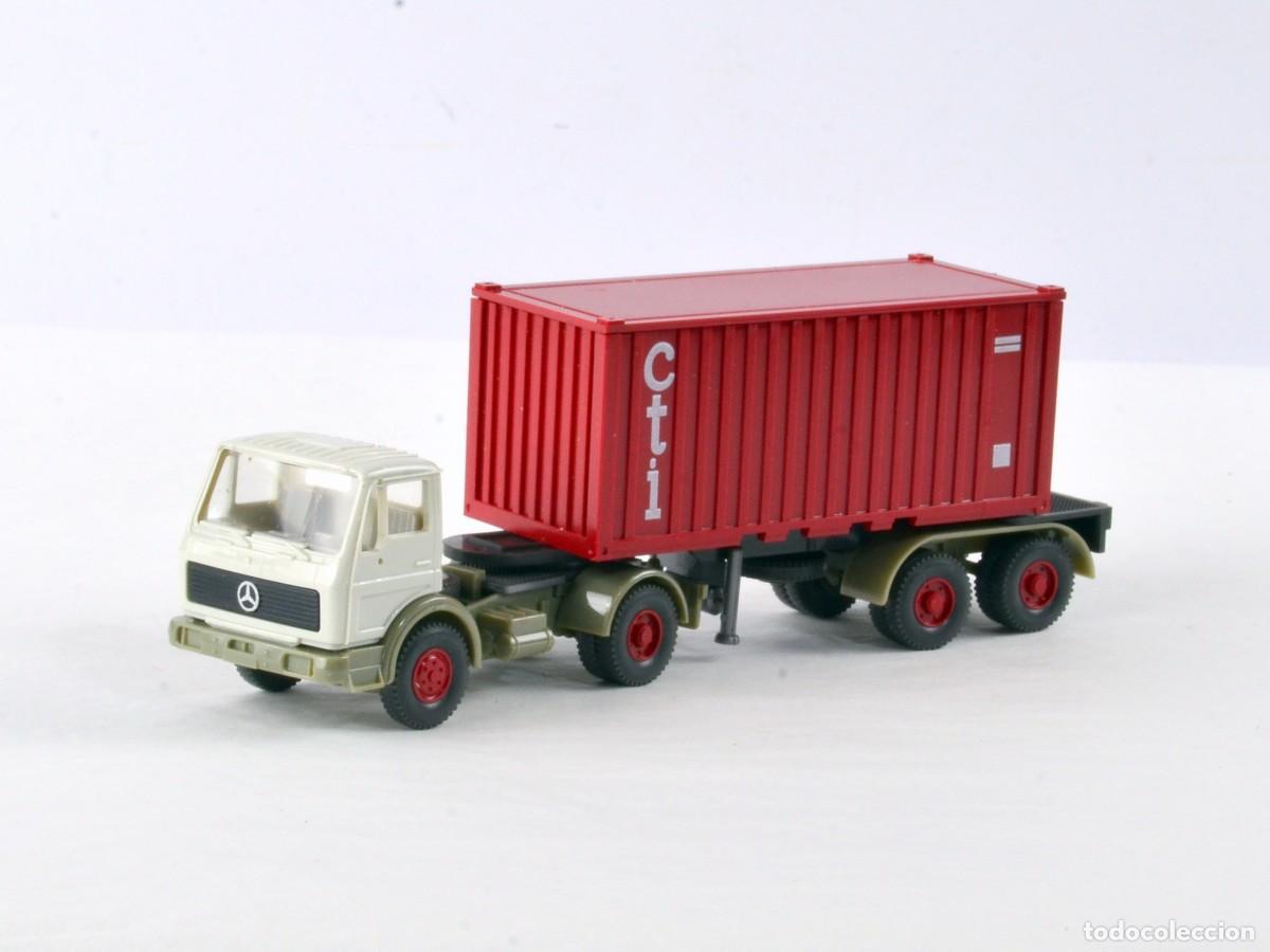 Coches a escala: Wiking Escala H0 1:87 Cami&oacute;n Articulado Mercedes Benz NG Contenedor Cti Impecable con Caja