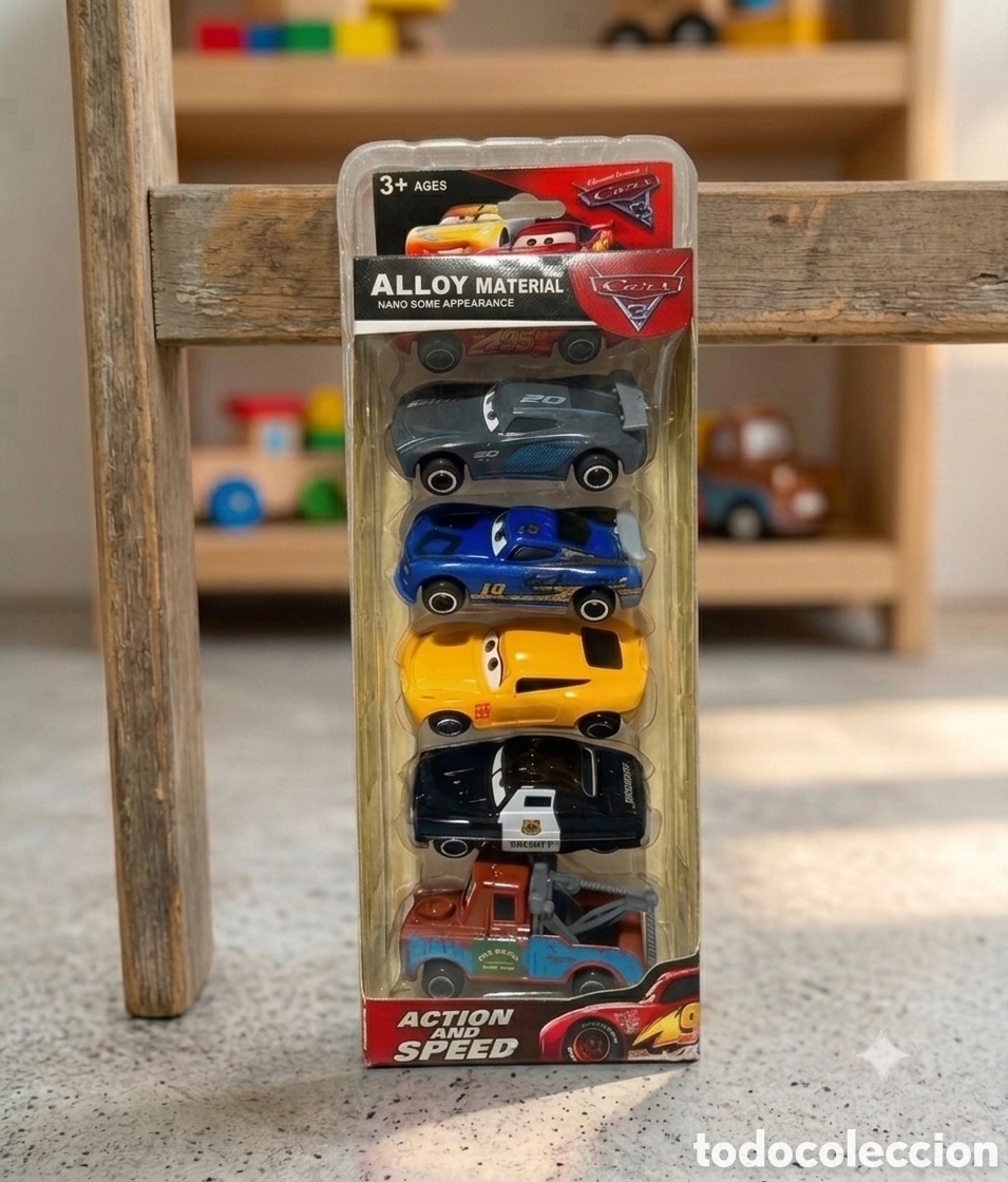 Coches a escala: Set 6 veh&iacute;culos Cars metal fundido (Precintado)