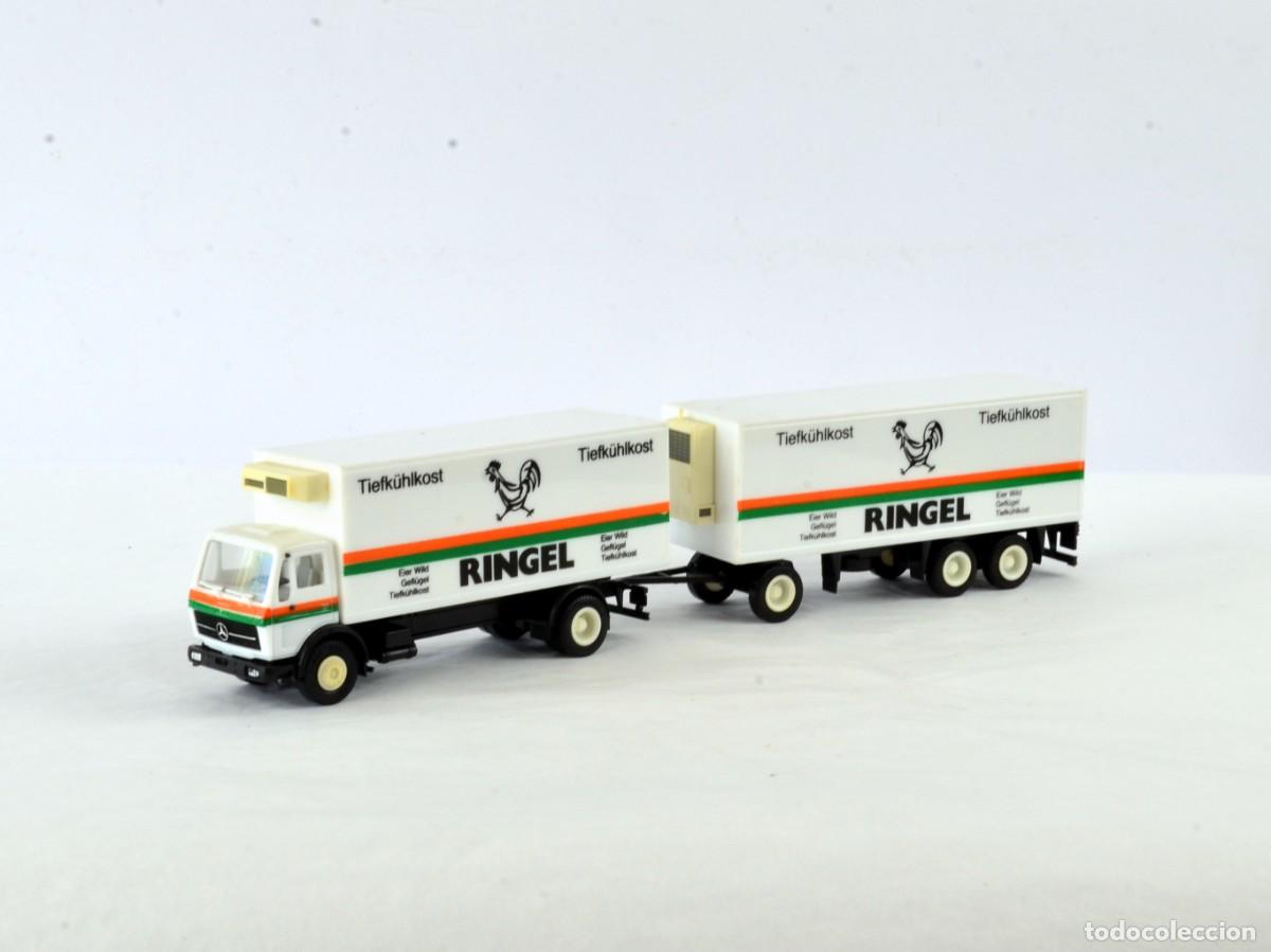 Coches a escala: Herpa Escala 1:87 H0 Cami&oacute;n Mercedes Benz NG con Remolque Ringel Impecable con Caja