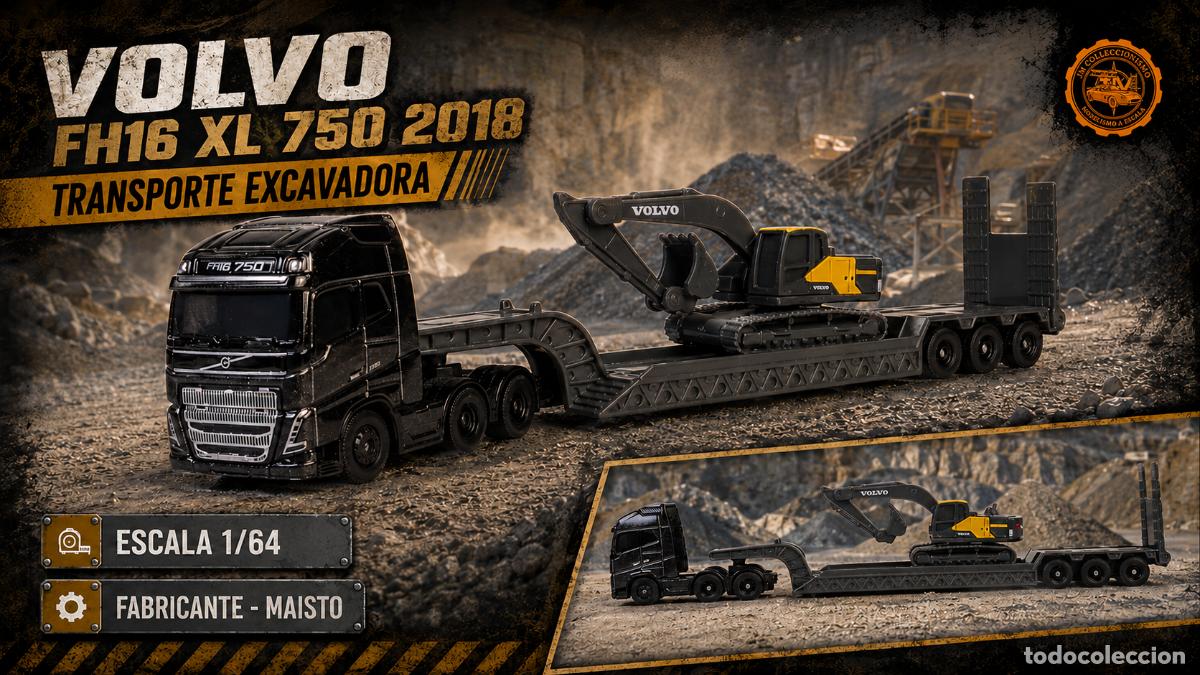 Modellautos: Volvo FH16 750 2018 Transporte escavadora