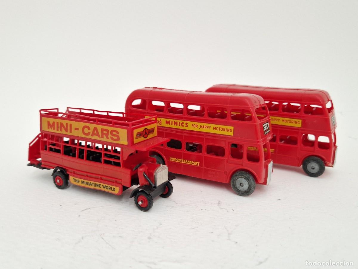 Coches a escala: LOTE AUTOBUSES LONDRES VINTAGE TRIANG MINIC Y EKO MINI CARS PLASTICO ESCALA H0