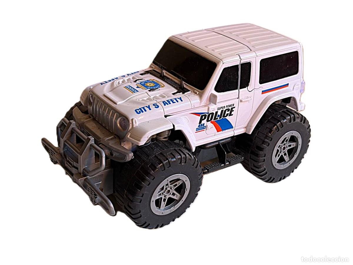 Coches a escala: POLICE LAND OVERLORD CAMIONETA ROBOT POLICIA 2 EN 1 25X15 CM