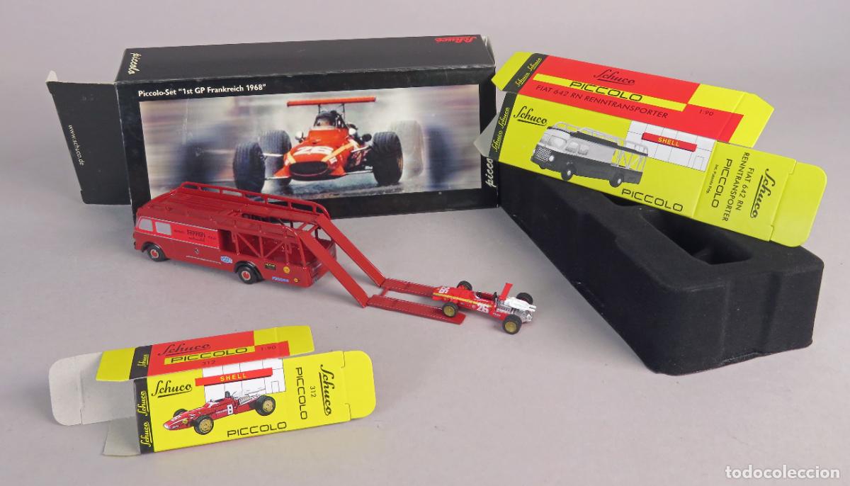 Coches a escala: Schuco Piccolo Set GP1 Frankreich 1968 con cami&oacute;n y deportivo 1/90 caja nuevo