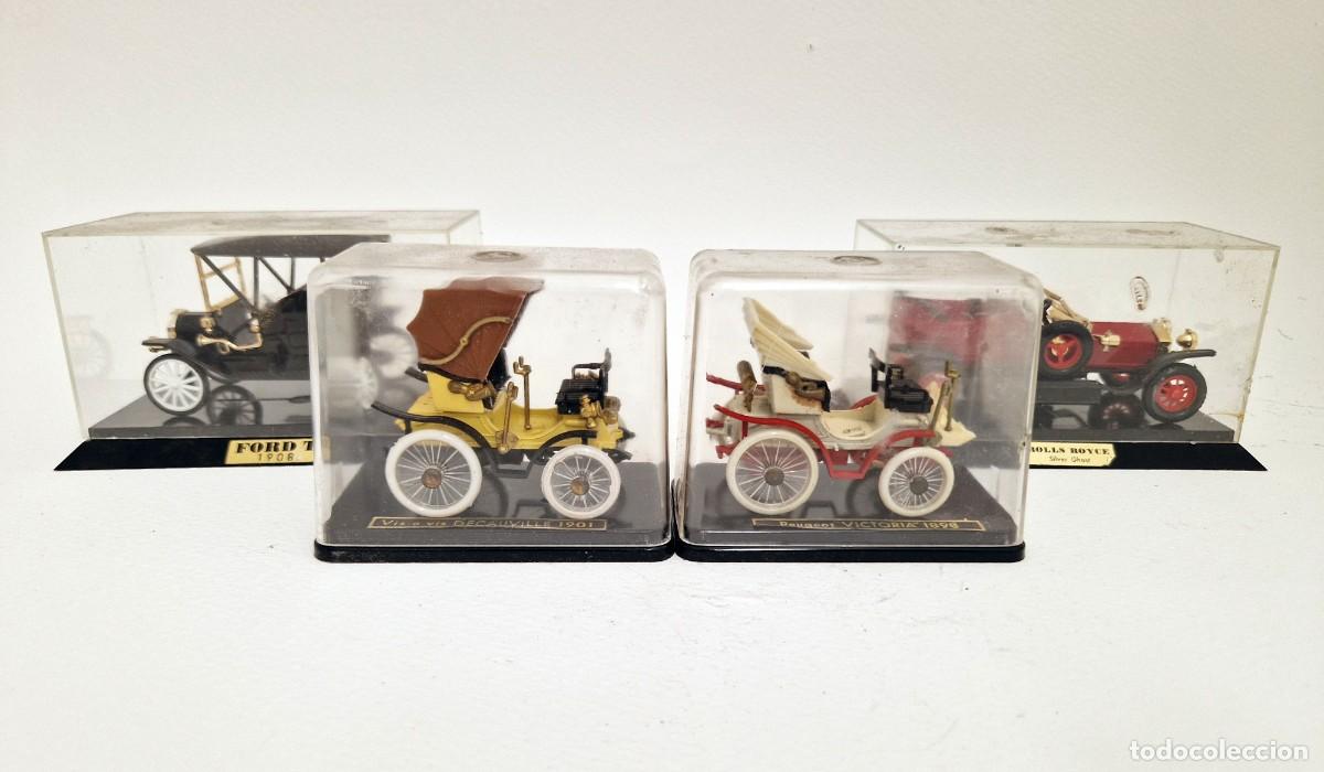 Model Cars: LOTE CUATRO COCHES CLASICOS EN URNA SAFIR MADE IN FRANCE Y EKO MADE IN SPAIN