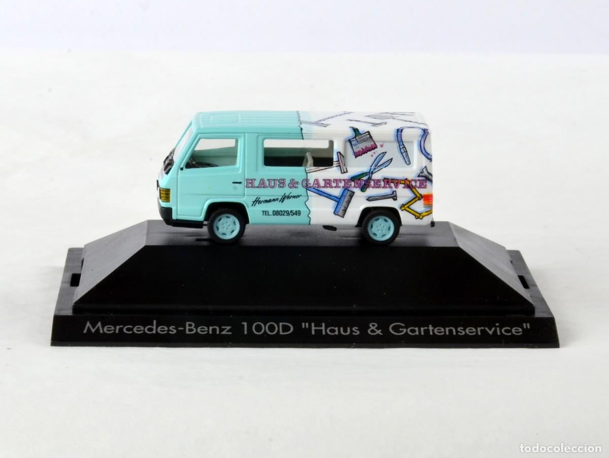 Coches a escala: Herpa Exklusiv Escala 1:87 H0 Mercedes Benz 100D &rdquo;Haus und Gartenservice&rdquo; Impecable con Caja Vitrina