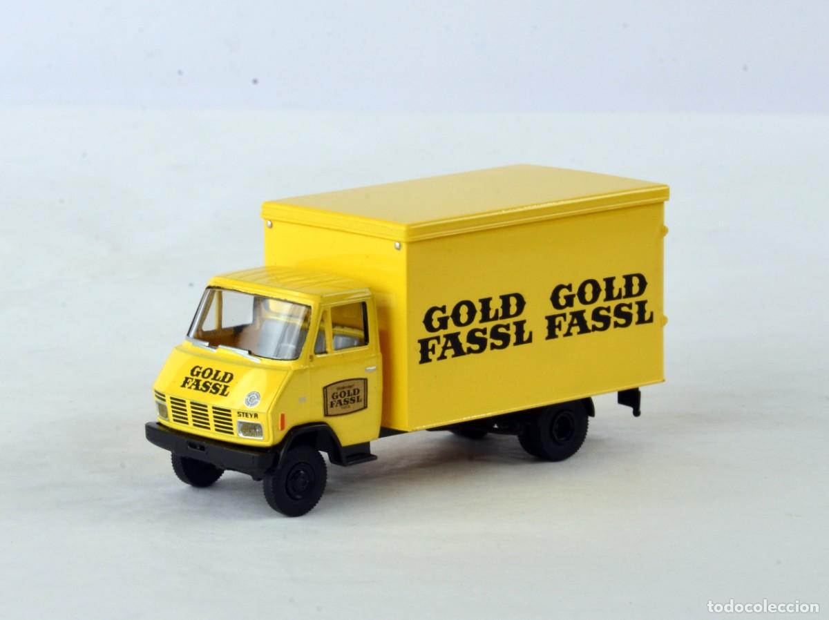 Coches a escala: Brekina Escala 1:87 H0 Steyr 590 Gold Fassl Impecable con Caja