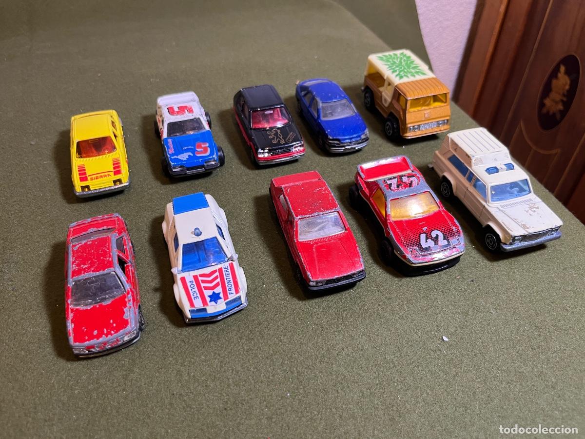 Coches a escala: Lote 10 coches Majorette Made in France miniaturas diecast a&ntilde;os 80 Peugeot 205 GTI Mustang SVO Alpin