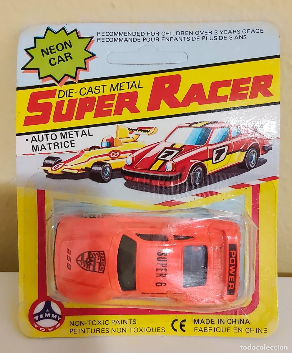 Coches a escala: VINTAGE DIE CAST METAL SUPER RACER NEON CAR PORSCHE 959 UNPUNCHED