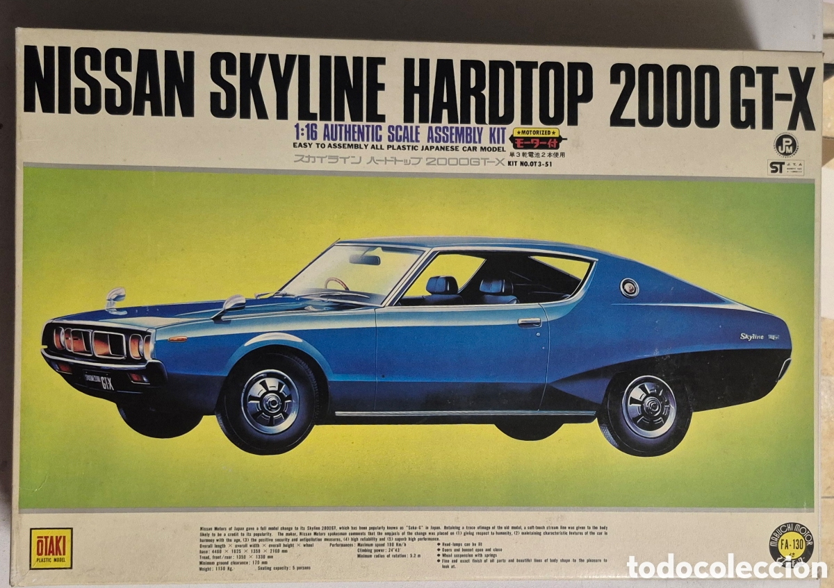 Carros em escala: OTAKI MAQUETA NISSAN SKYLINE HARDTOP 200 GT-X, NUEVO 1:16