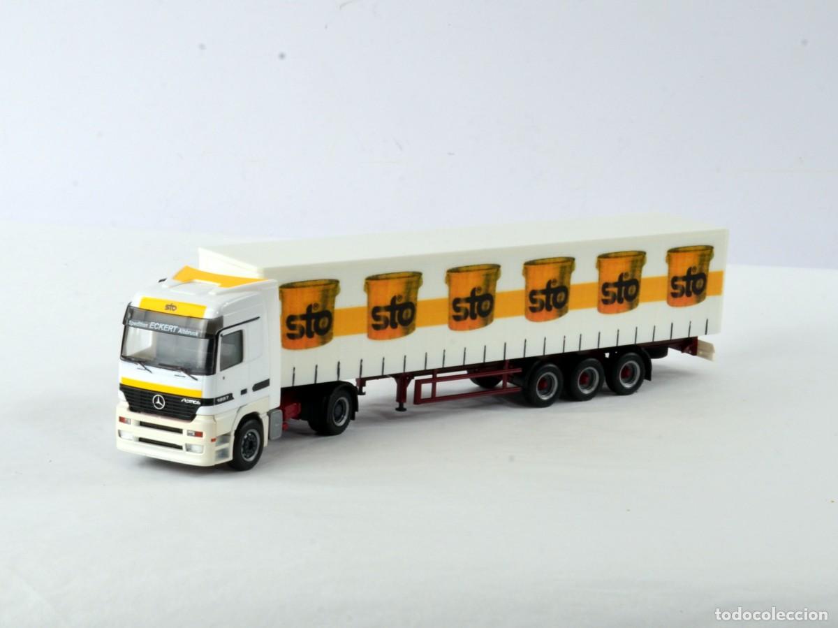 Coches a escala: Herpa Exklusiv Escala 1:87 H0 Cami&oacute;n Articulado Mercedes Benz Actros 1857 sto con Caja