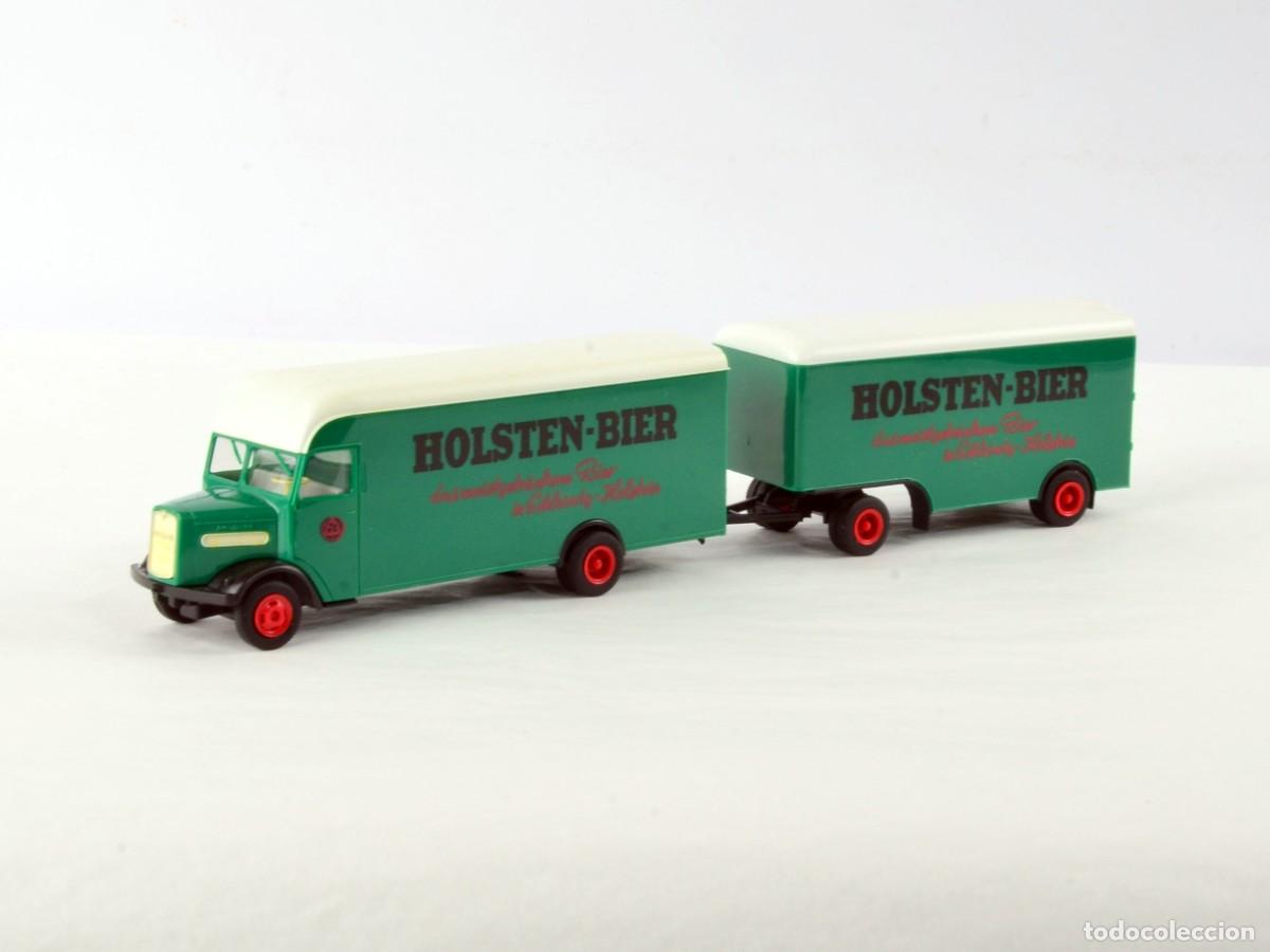 Coches a escala: Albedo Escala 1:87 H0 Cami&oacute;n MAN 620L con Remolque Holsten Impecable con Caja