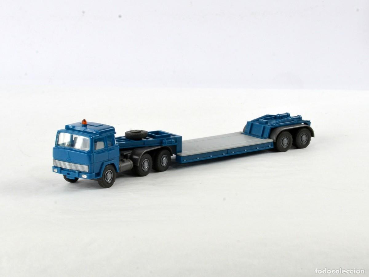 Coches a escala: Wiking Escala H0 1:87 Antiguo Cam&iacute;on Articulado G&oacute;ndola Magirus Deutz 235D Azul 1972 - 76