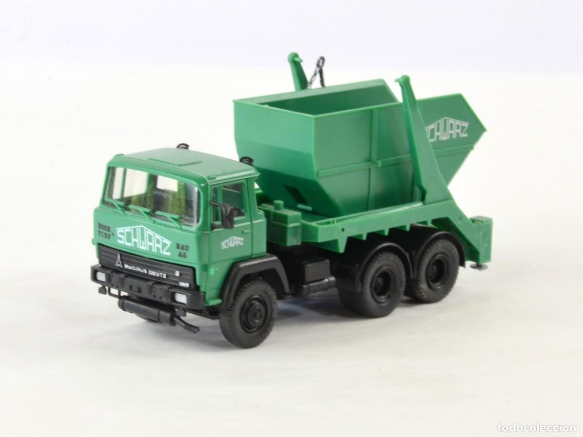 Coches a escala: Roco Escala 1:87 H0 Schwarz Bau Magirus Deutz 310D Contenedor Volquete