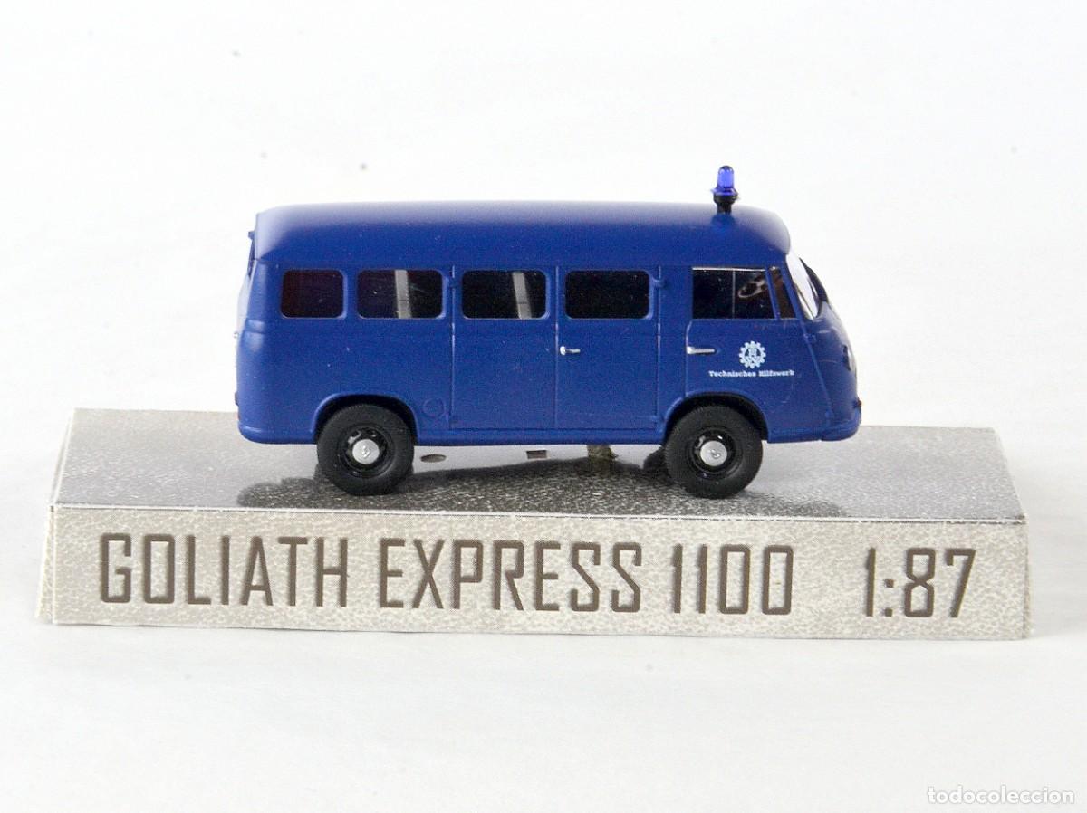 Coches a escala: Busch Drei K Escala 1:87 H0 Goliath Express 1100 THW Impecable con Caja