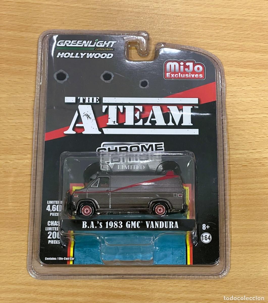Coches a escala: GREENLIGHT / MIJO 1/64 SERIE TV EL EQUIPO A - FURGONETA B.A.&acute;s 1983 GMC VANDURA / CHROME EDITION