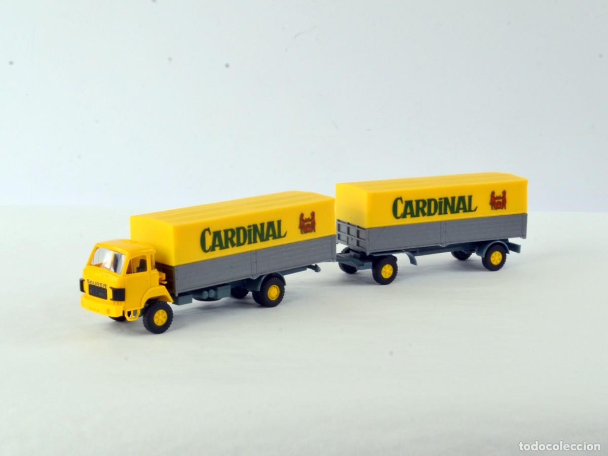 Coches a escala: Roskopf Escala 1:87 H0 Cami&oacute;n Saurer D290/330 Cardinal con Remolque Impecable