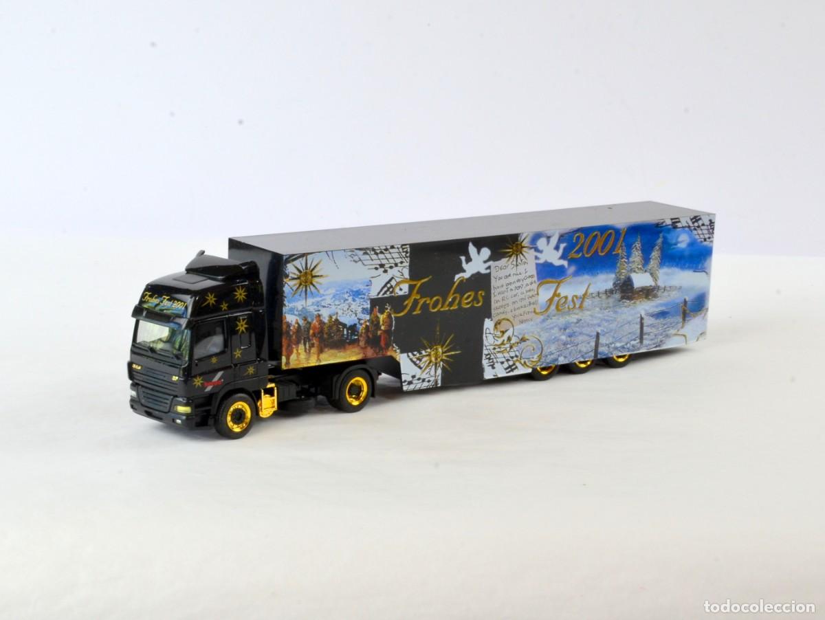 Coches a escala: Herpa Exclusiv Escala 1:87 H0 Cami&oacute;n Articulado DAFCF85 Navidad 2001 Impecable con Caja