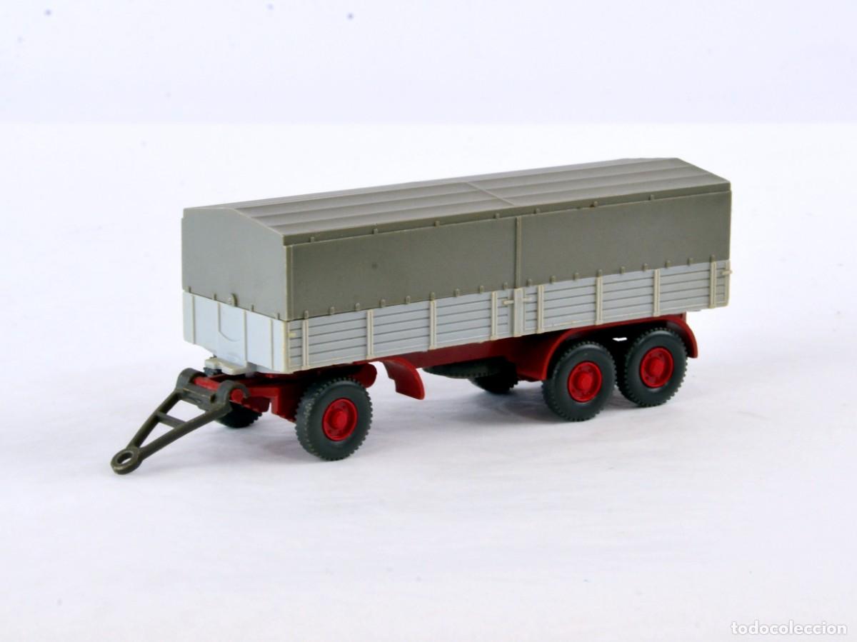 Coches a escala: Wiking Escala 1:87 H0 Antiguo Remolque 40d Tres Ejes Ruedas Gemelas Gris 1969 - 79