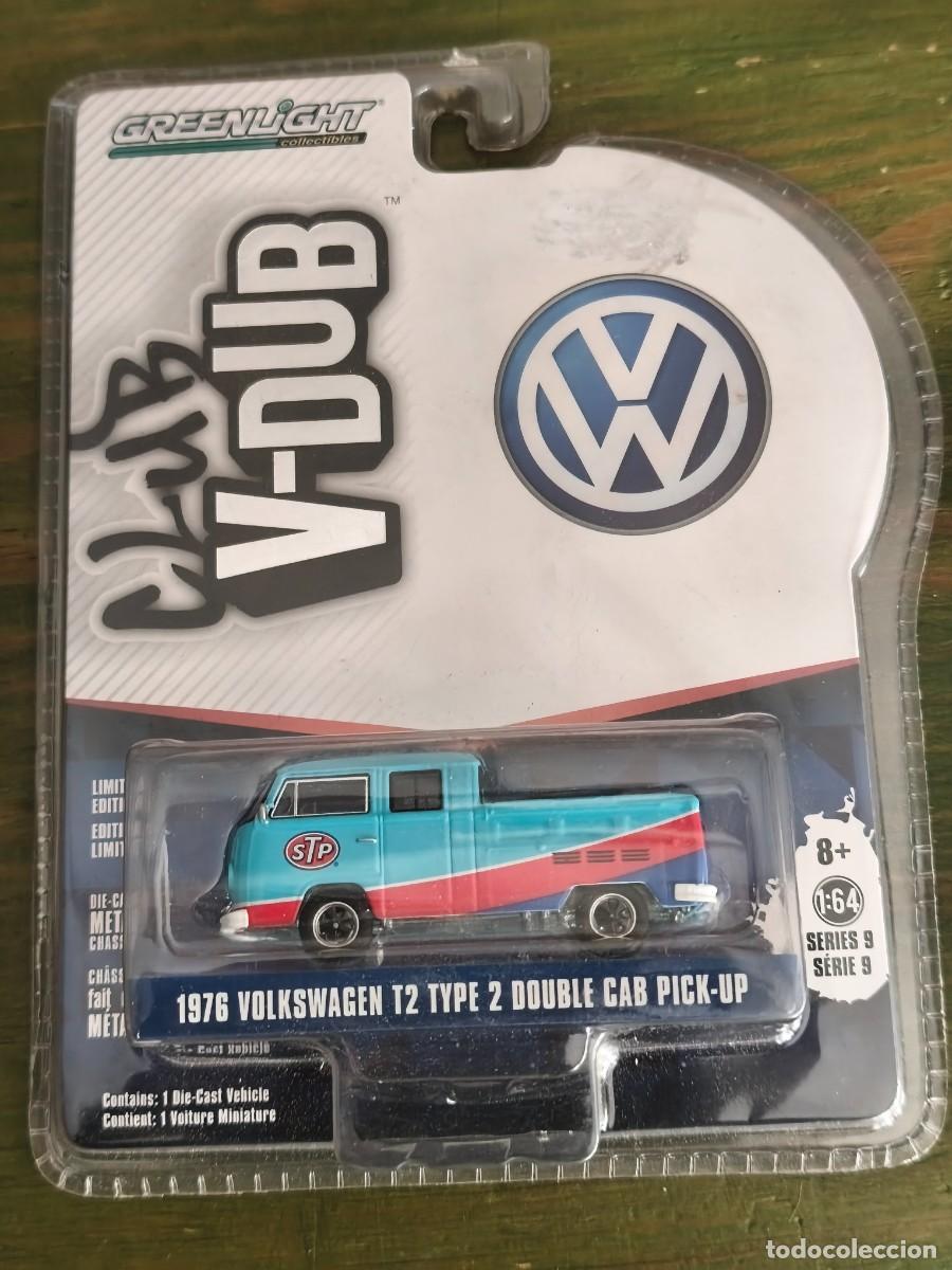 Coches a escala: Greenlight 1976 Volkswagen T2 Type 2 Double Cab Pick-Up..Edici&oacute;n limitada Escala 1/64.&rdquo;Club V-Dub&rdquo;