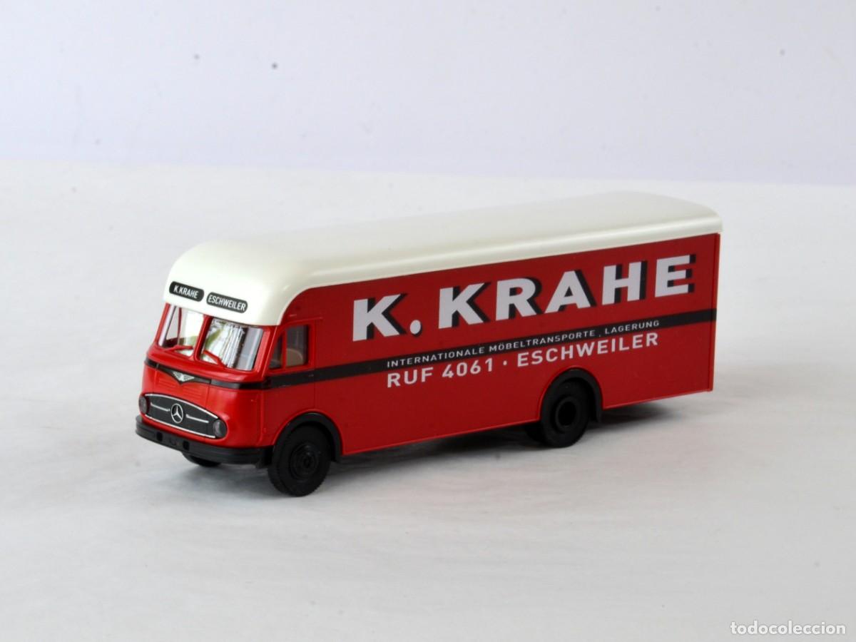 Coches a escala: Brekina Escala H0 1:87 Cami&oacute;n de Mudanzas Pullman Mercedes Benz LP322 K.Krahe Impecable con Caja