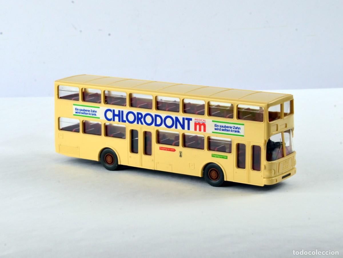 Coches a escala: Wiking Escala 1:87 H0 Autob&uacute;s Doble Piso MAN SD200 Chlorodont