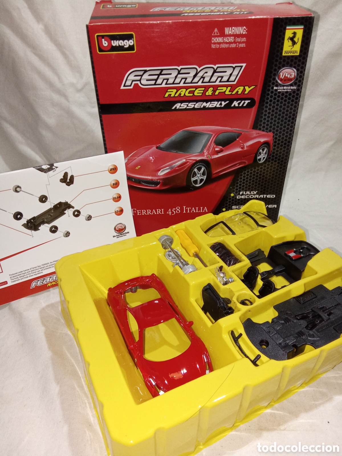 Model Cars: FERRARI 458 ITALIA RACE & PLAY ASSEMBLE KIT DE BURAGO EN CAJA