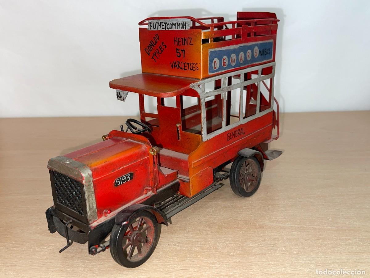 Modellautos: Antiguo Autob&uacute;s Ingl&eacute;s LGOC Tipo B de 1910 de dos plantas decorativo r&eacute;plica vintage metal chapa bus