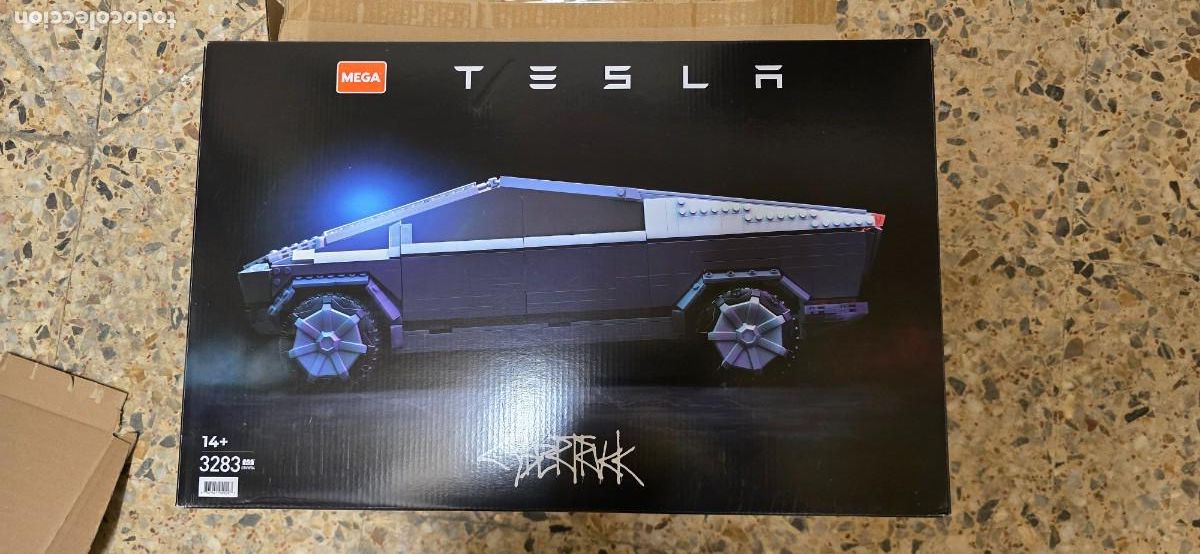 Coches a escala: Mega Construx Probuilders Ciber cami&oacute;n Tesla, coche de juguete de bloques de construcci&oacute;n para ni&ntilde;os