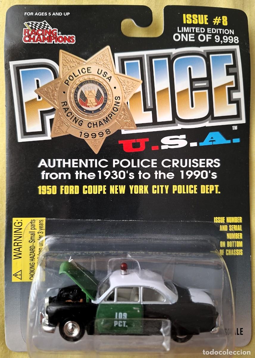 Coches a escala: Racing Champions 1950 Ford Coupe NY Police. escala 1:66