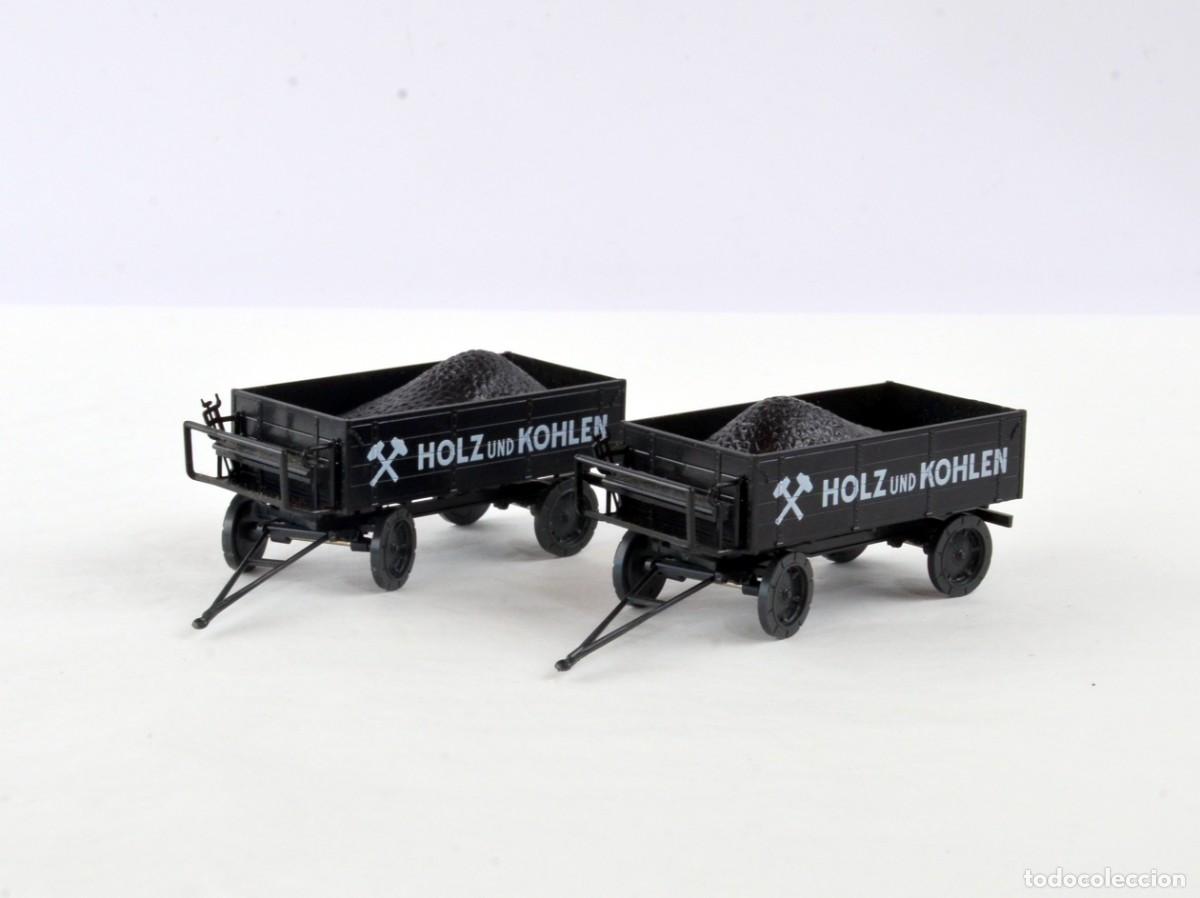 Coches a escala: Roskopf Escala 1:87 H0 Lote de Dos Remolques Cargados con Carb&oacute;n