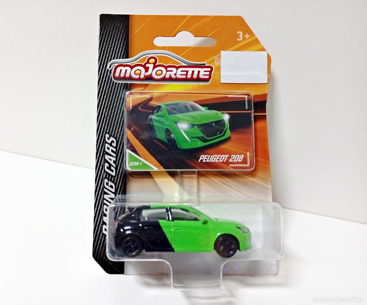 Coches a escala: PEUGEOT 208 - MAJORETTE SERIE RACING CARS N&ordm; 205N-1 - COCHE 1:55 CAR VERDE Y NEGRO BLACK GREEN TOY