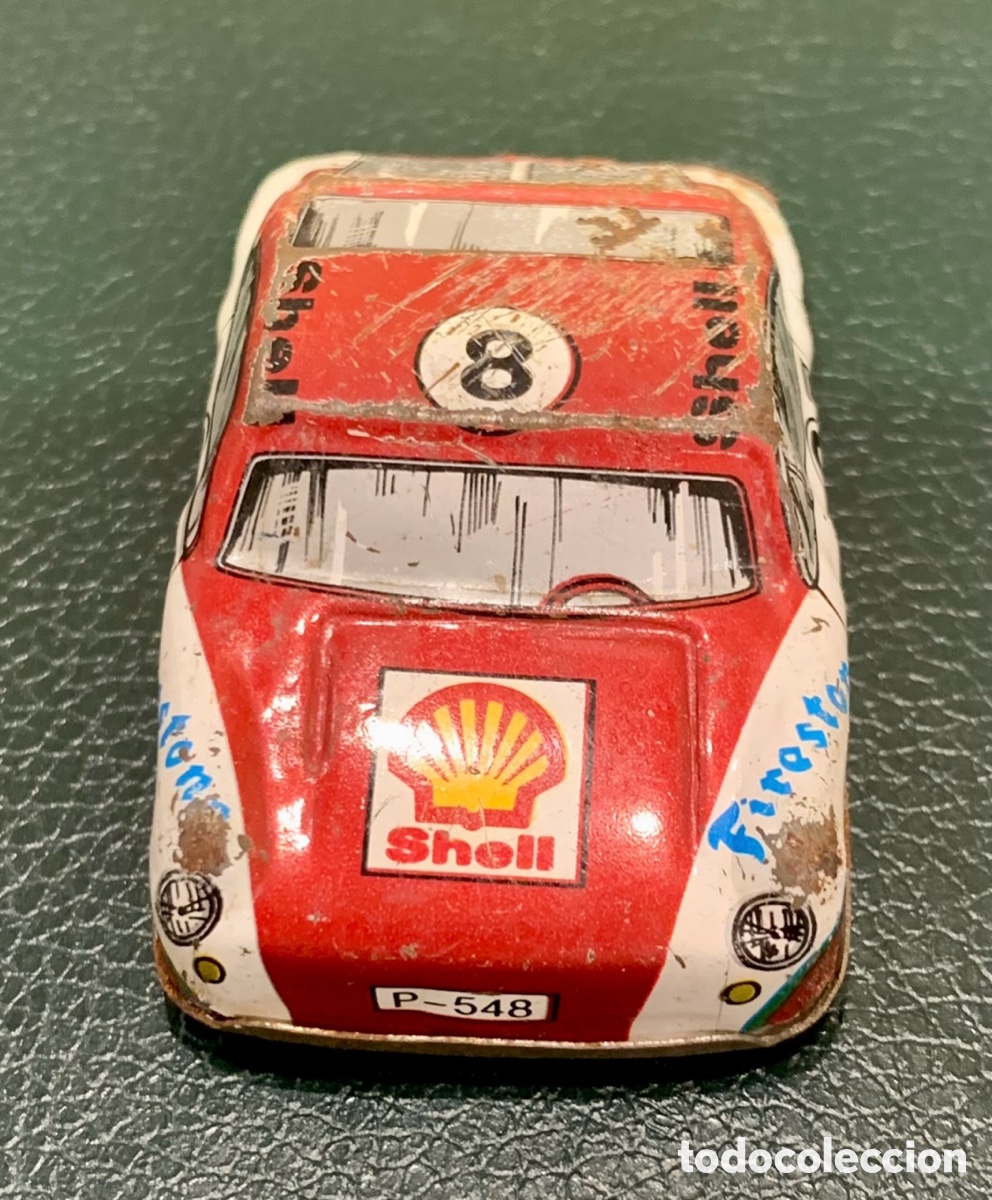 Coches a escala: Juguete. Coche. Firestone-Shell, n&ordm; 8. Hojalata y serigraf&iacute;a. Payva. A&ntilde;os 70.