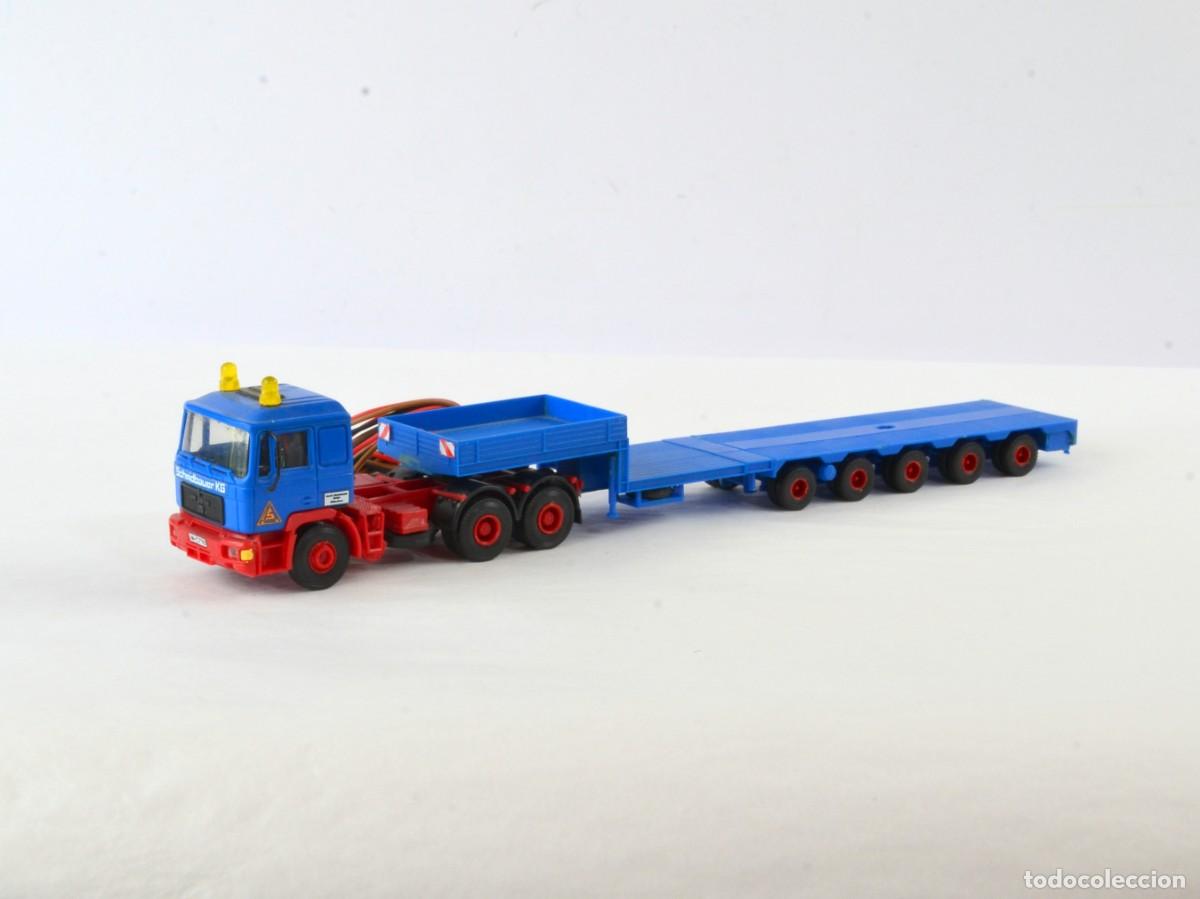 Coches a escala: Kibri Escala 1:87 H0 Cabeza Tractora MAN F90 con Semirremolque Schmidbauer 5 Ejes