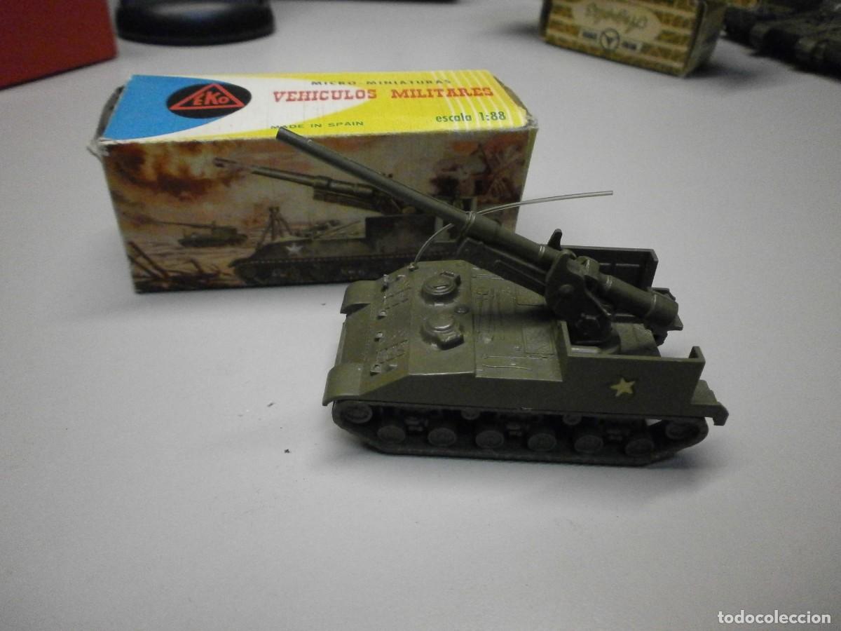 Coches a escala: micro miniaturas eko 1:88 vehiculos militares con caja m-40 ca&ntilde;on de 155 m/m usa