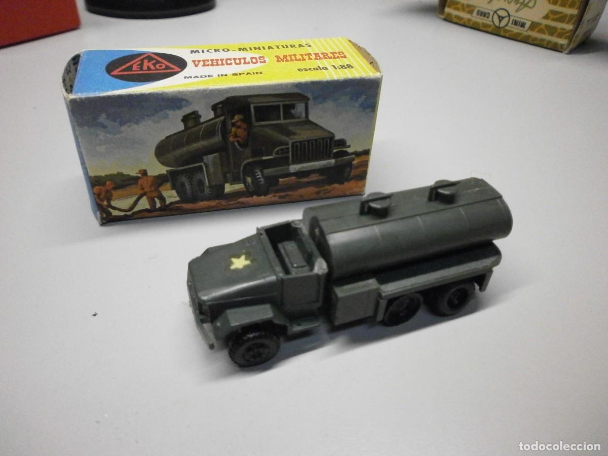Coches a escala: micro miniaturas eko 1:88 vehiculos militares con caja camion cisterna gmc m-50 usa