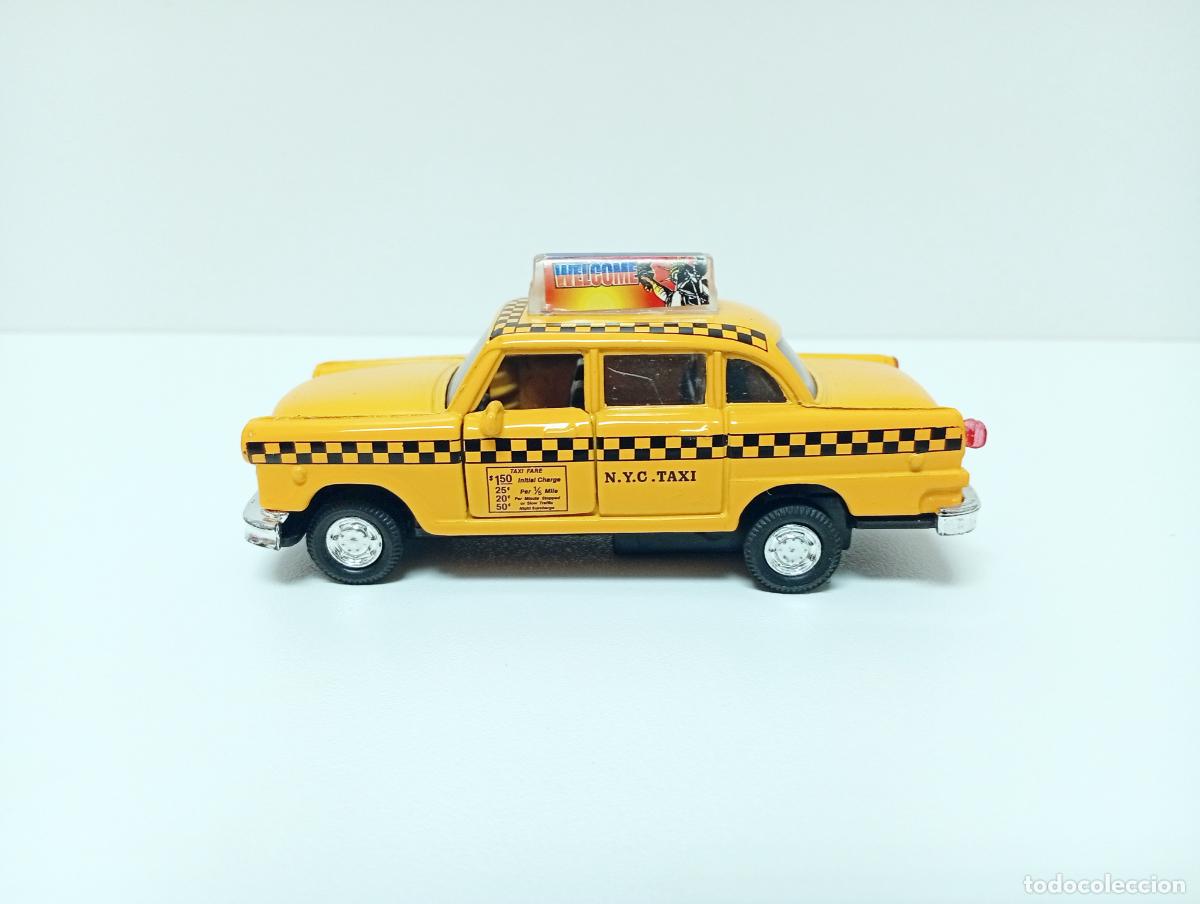 Coches a escala: N.Y.C. TAXI - SHING FAT HUIYANG 1307 PULL BACK ACTION COCHE FRICCI&Oacute;N NEW YORK CHECKER CITY CAB TOY
