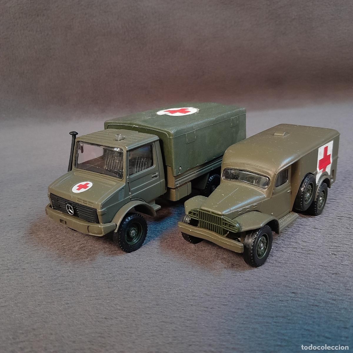 Model Cars: CH-331. LOTTE CAMIONES MILITARES AMBULANCIA MERCEDES UNIMOG Y DODGE WC-54. SOLIDO. 1988-1989