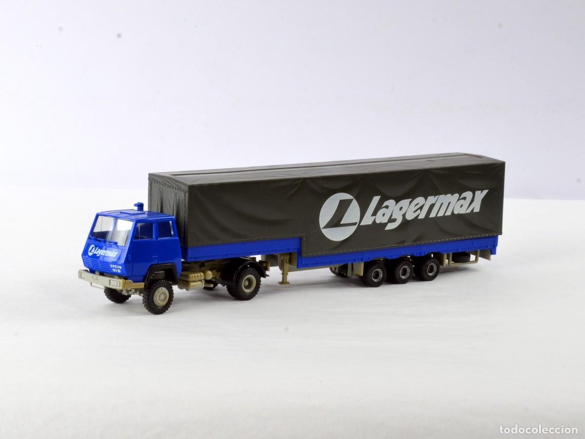 Carros em escala: Roco Escala 1:87 H0 Cami&oacute;n Articulado Steyr 91 Lagermax con Caja