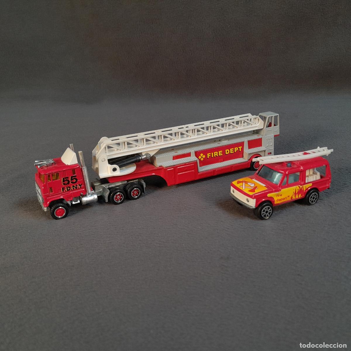 Voitures &agrave; l'&eacute;chelle: CH-340. LOTE VEH&Iacute;CULOS DE BOMBEROS FIRE DEPT. MAJORETTE. 1980