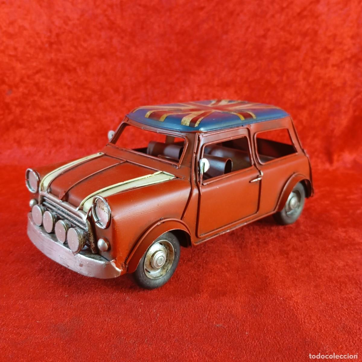 Coches a escala: PRECIOSO COCHE DE LATA MINI INGL&Eacute;S - BANDERA BRIT&Aacute;NICA - COCHE - AUTOMOVIL - 25 CM